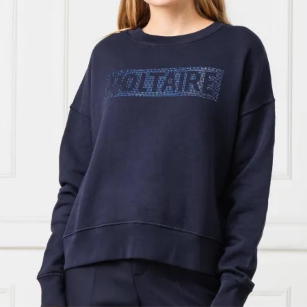 Zadig & Voltaire Navy Crew Neck Sweater with Logo